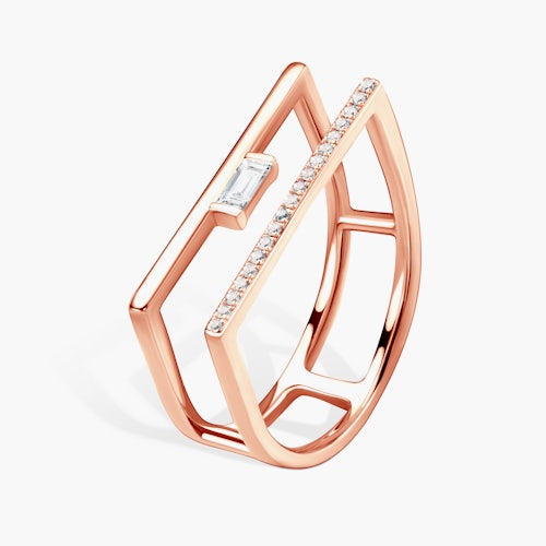 Pierścionek SAVICKI: różowe złoto, diamenty